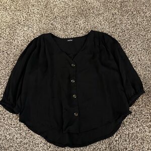 Boohoo Black Button-Front Blouse